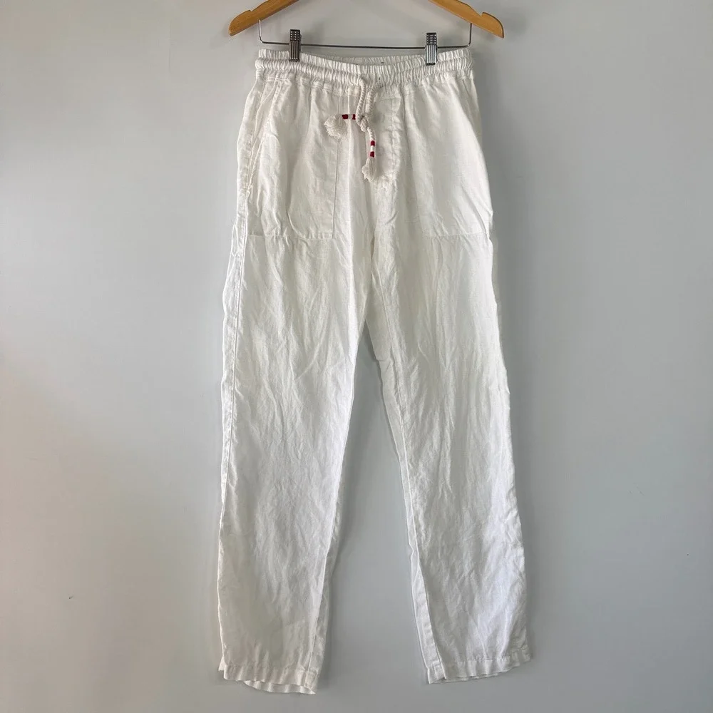 MC2 Saint Barth 100% Linen Lounge Pants Mens Small White Drawstring Straight Leg